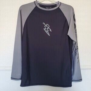 Da Hui Rash Guard Long Sleeve Shirt Men’s Sz M Medium Black Gray Polyester Spndx